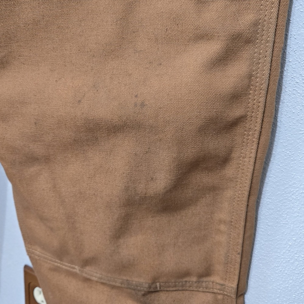 Carhartt Bib Overalls Brown Canvas RN14806 Workwear Duck Chore Men 34x32 STAINED - Picture 6 of 15